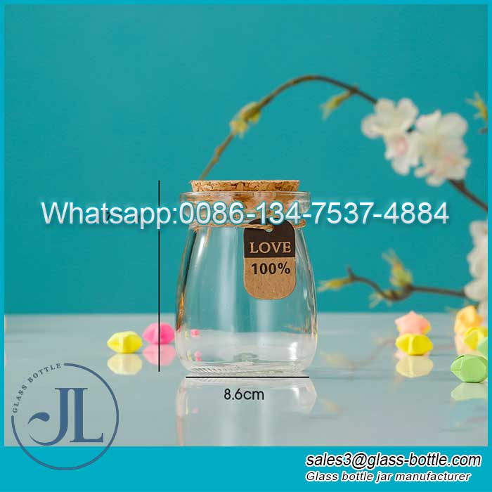 100ml Stock Pudding Cake Dessert Transparent Glass Cork Food Storage Jars for Wedding Favours