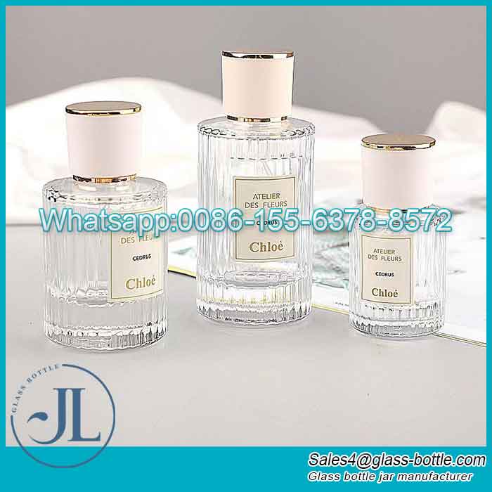 Custom na 30ml 50ml Ribbed Glass Perfume Bottle na may Round Cap Manufacturer