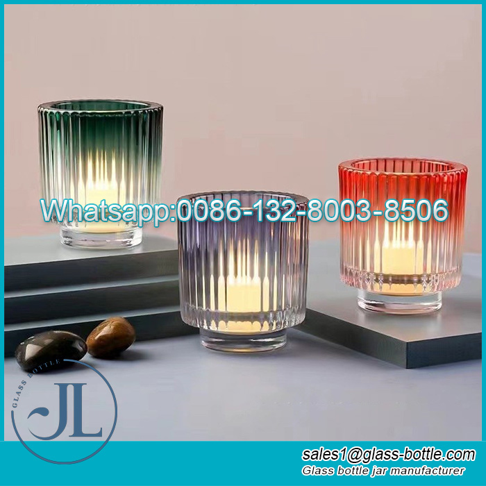 Makapal na Vertical Grain Candle Holder Fluted Candle Jar Wholesale