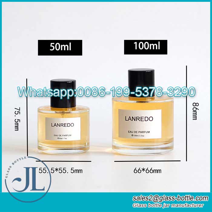 50Fábrica de botellas de perfume de vidrio con forma de cilindro de 100 ml de ml