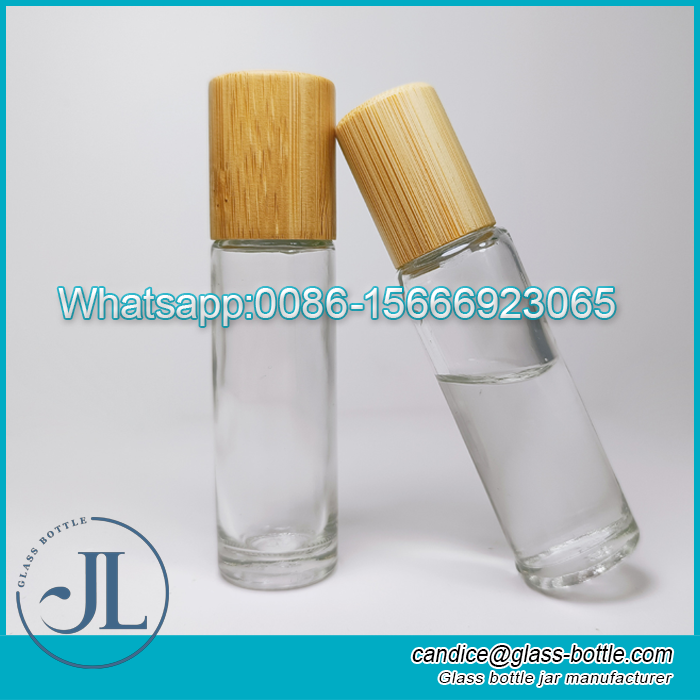 10ml Roller Bottles Clear Glass Roll On Bottles with Bamboo Lid