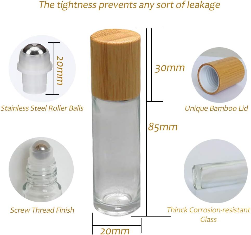 Refillable Clear Perfume Sample Bottles with Stainless Steel Roller Ball