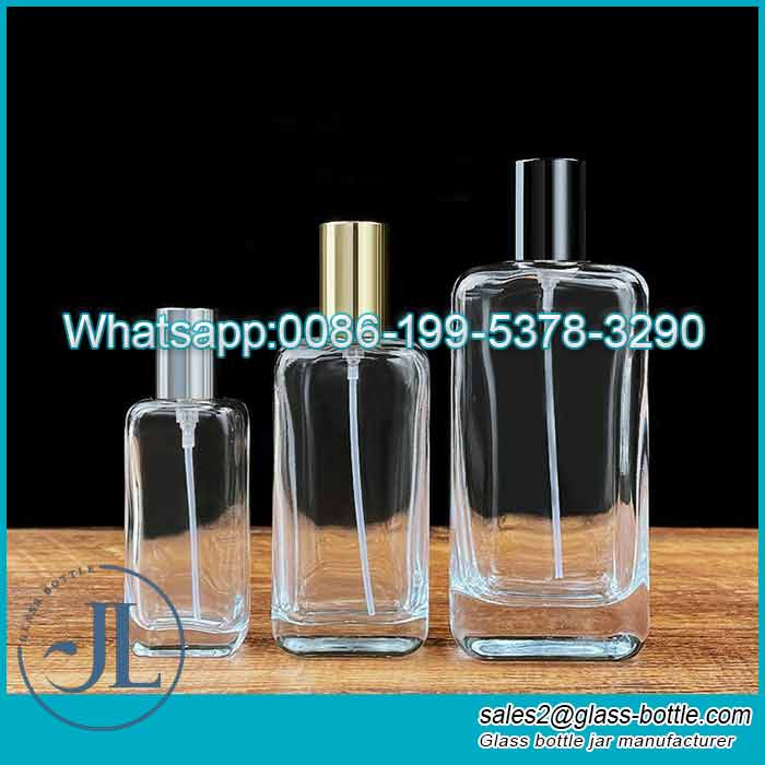 25ml-50ml-100ml Fournisseur de bouteilles de parfum en spray carré plat de luxe