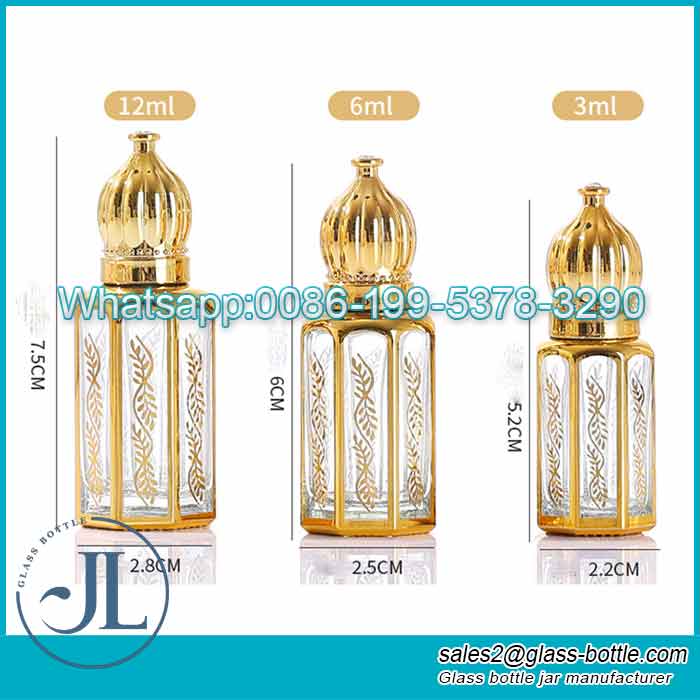 Bouteille à bille d'huile attar octogonale personnalisée, 3-12ml, vente en gros