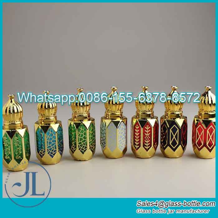 Colored Gold Plating Perfume Oil Bottle Roll-on with Tower Cap Wholesale