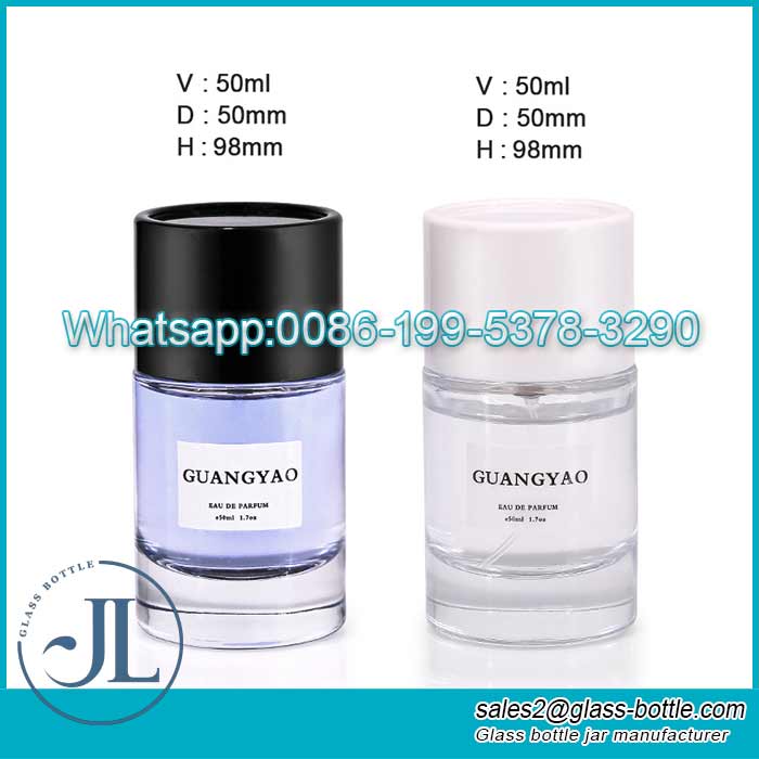 Pakyawan 50ml luxury cylinder shape glass perfume bottle na may takip